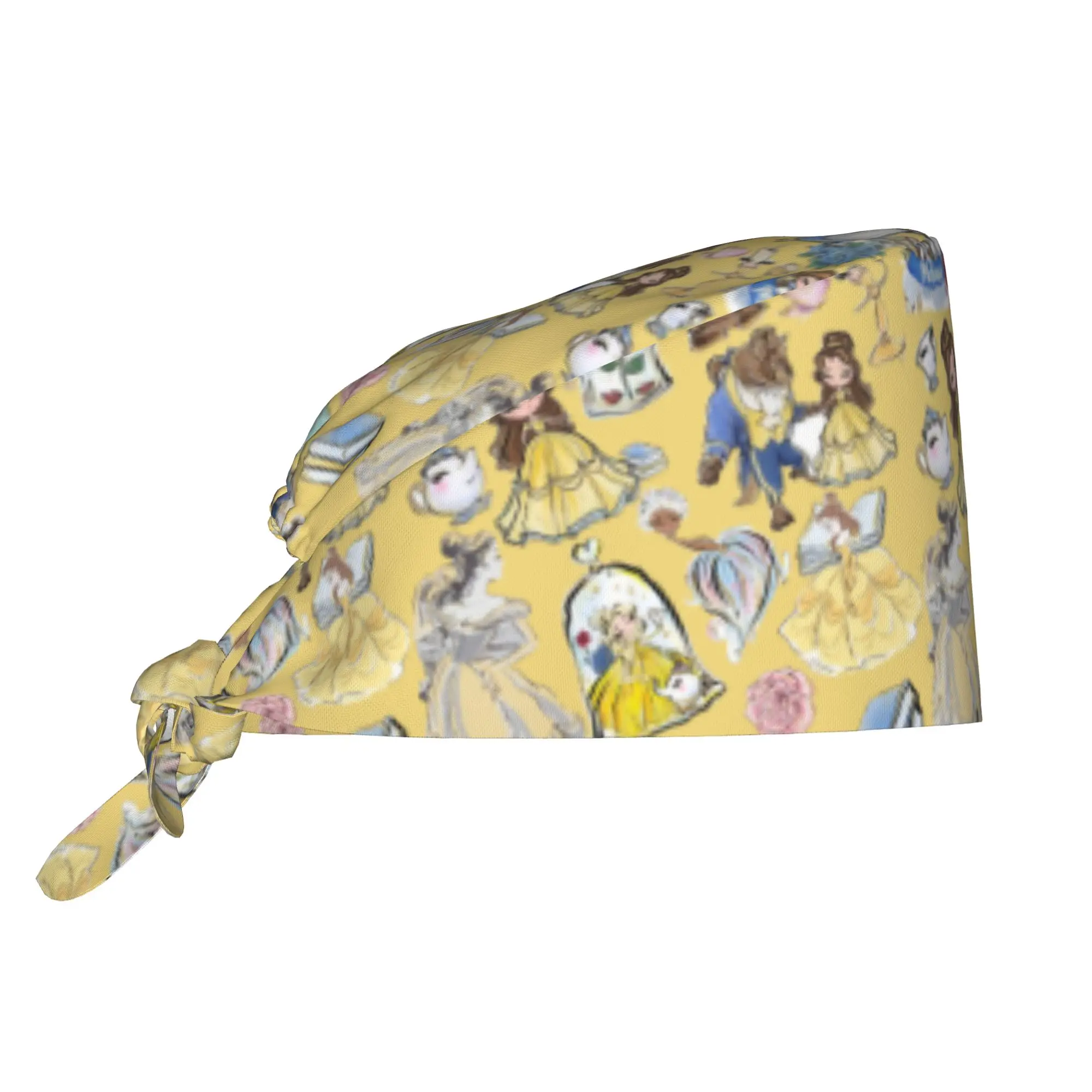 Custom Beauty Anime And The Beast Scrubs Cap Surgical Hats Men Women  Operating Room Cap Operator Hats Lab Works Hat