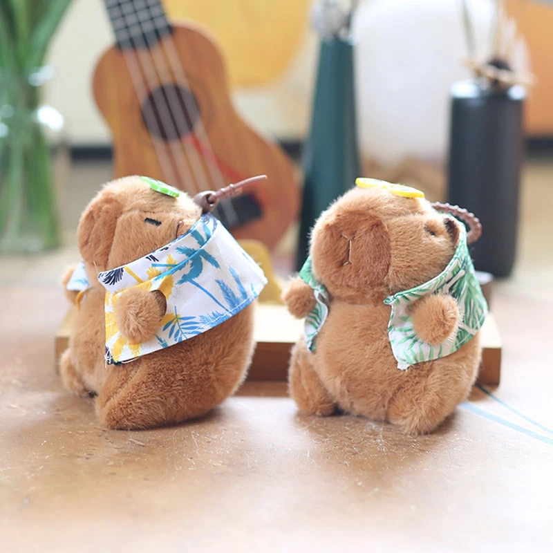 14cm Summer Day Capybara Plush Simulation Capibara Anime Fluffty Toy Cute Doll Stuffed Animals Soft Doll Decorative Bag Keychain