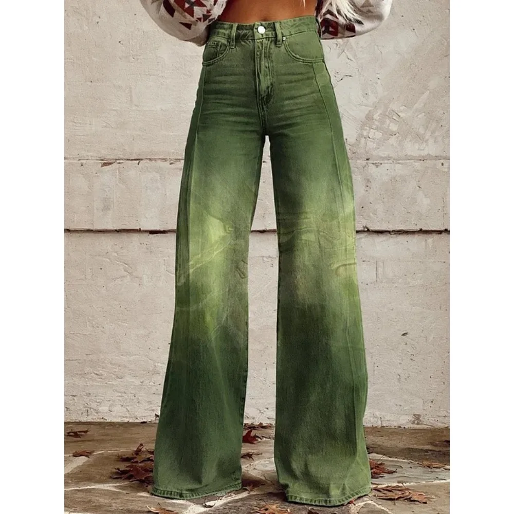 Damen Leopardenmuster Weite Hose mit Hoher Taille Baggy Y2K Vintage Streetwear Hose Locker Sitzende Lässige Tierdruck-Hose – Detail 8