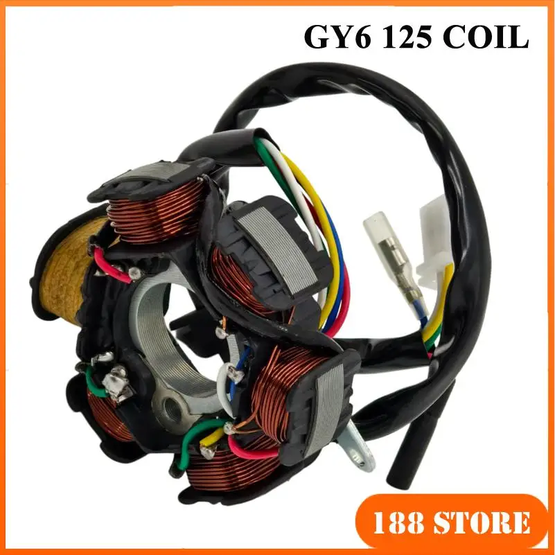 

6-катушечная 5-проводная катушка статора магнето для квадроциклов и картов 50cc 70cc 90cc 110cc 125cc, генератор, катушка статора магнето, катушка статора