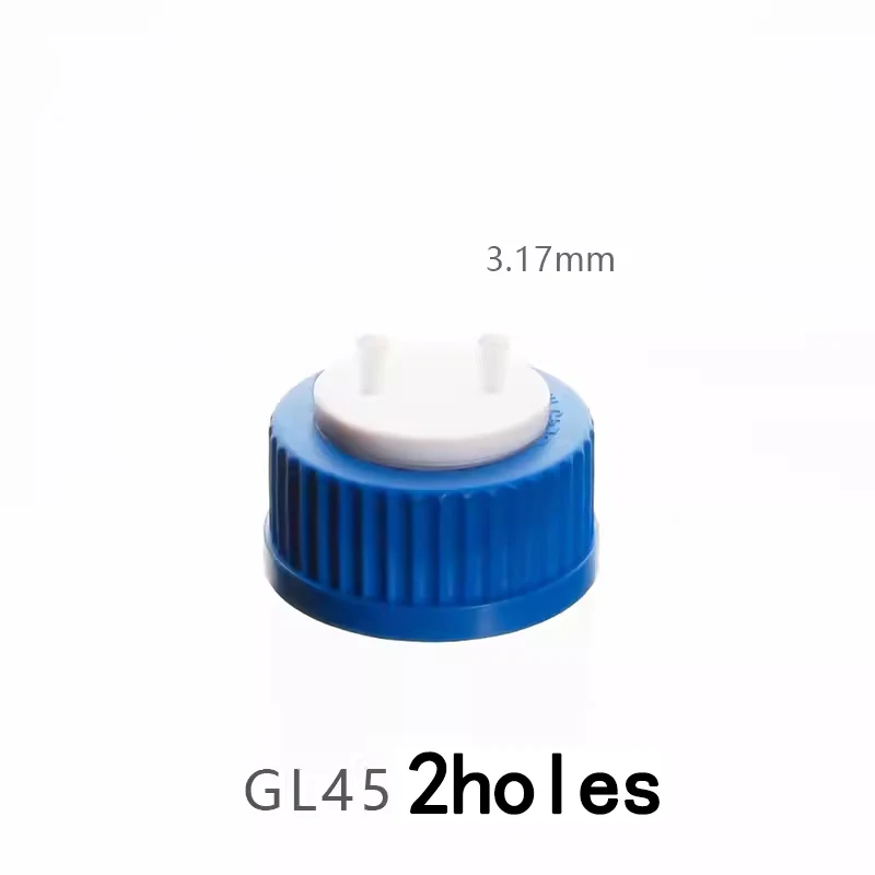 Bouchon de Bouteille à Phase Liquide GL45, 1/2/3/4/5 Trous, Bouche à Vis, Réactif Bleu