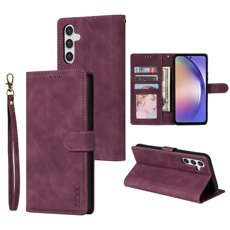 Portemonnee met kaartsleuven, magnetische sluiting, leren hoesje voor Samsung Galaxy S25 Ultra S24 S23 Plus S22 S21 FE S20 FE Note 20 10 Lite 9