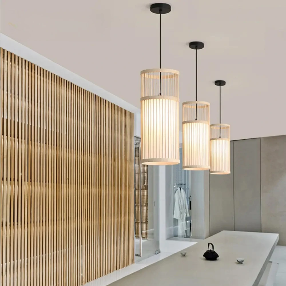 JOYINLED Natural Bamboo Chandelier, Modern Hand Woven Pendant Light Lamp Japanese Style for Dining Room Living Room Bedroom Ceil