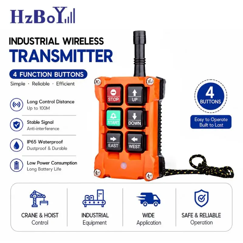 HZBOY Transmitter Only Replacement Spare Part for F21 F23 F24 Series M2 M4 Industrial Wireless Remote Control Crane Hoist Lift