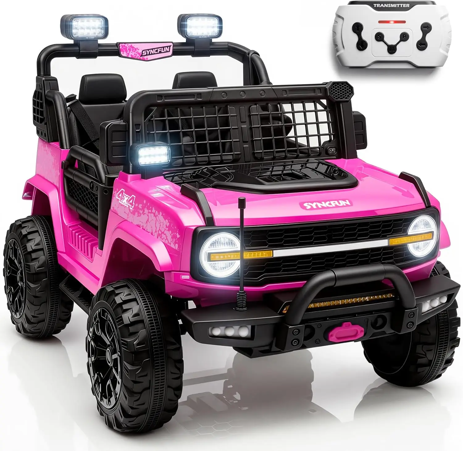 24V 2 Seater Ride On Car for Kids, Electric Car with Remote Control, 3 Speed Settings, All-Terrain Tires, LED Lights & Bluetooth