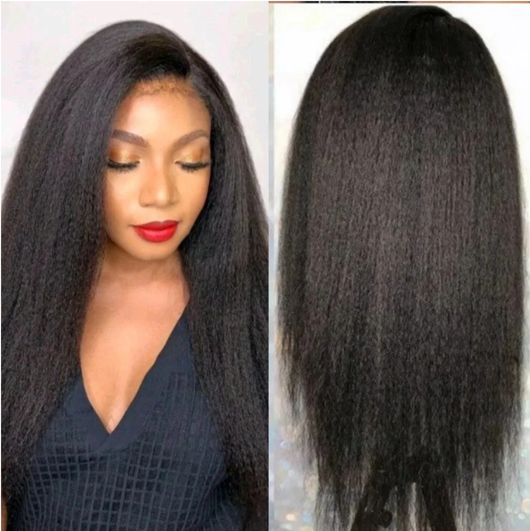 30 34인치 곱슬머리 레이스 프론트 가발, 미리 뽑아낸 야키 스트레이트 HD 13X4 레이스 프론탈 가발, 100% 4C 엣지 곱슬머리 인모 가발