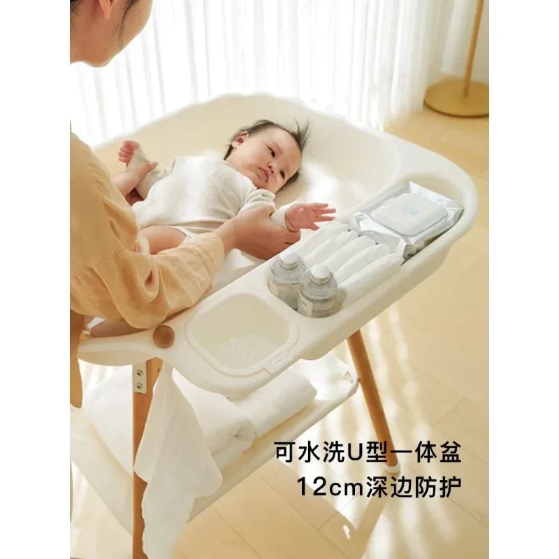 Solid wood diaper table Baby care table Multifunctional diaper change massage Touch bath table