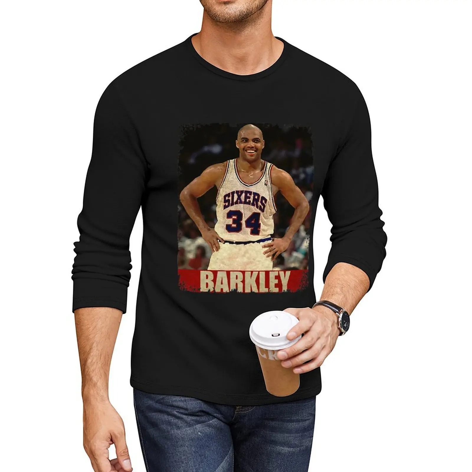 

Charles Barkley - RETRO STYLE 1 Long T-Shirt funny t shirts plain t-shirt mens plain t shirts