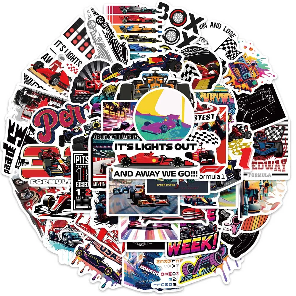 50PCS Cool F1 Formula One Racing Stickers Graffiti Decals For Laptop Luggage Phone Shell Scrapbook Fridge Car Exquisite Stickers