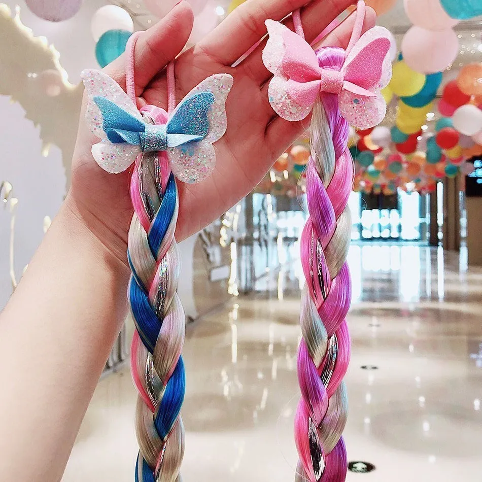 Girls Unicorn Hair Bow Kids Rainbow Hair Tie Princess Accessories Toddler Snowflake Elastics Baby Accessories No Damage Braid