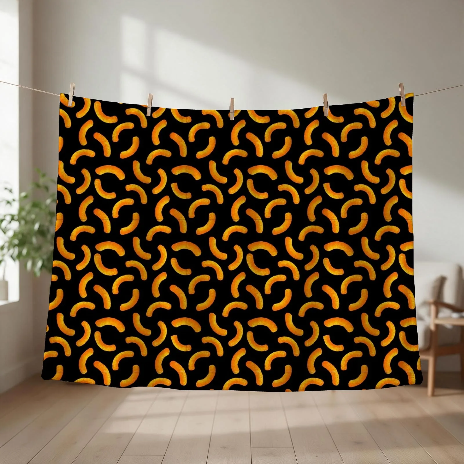 Cheese Puffs - Black Throw Blanket Sleeping Bag Hairy christmas decoration Comforter Blankets
