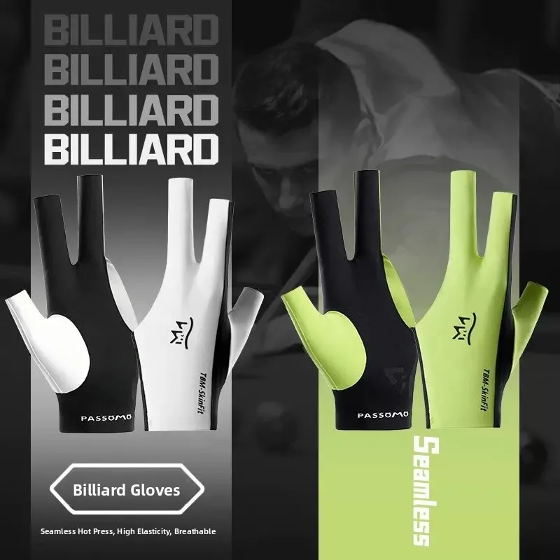 Billiard Gloves Seamless Fit Comfortable Wear Dry Fast Three-Finger Half- Finger Design Sweat Absorbent Nylon Material Unisex