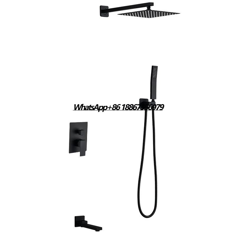 

12-Inch High Pressure Wall Mounted Brass Shower System Chrome Finish Bathroom Set Pause Massage Spray Patterns Includes Hand