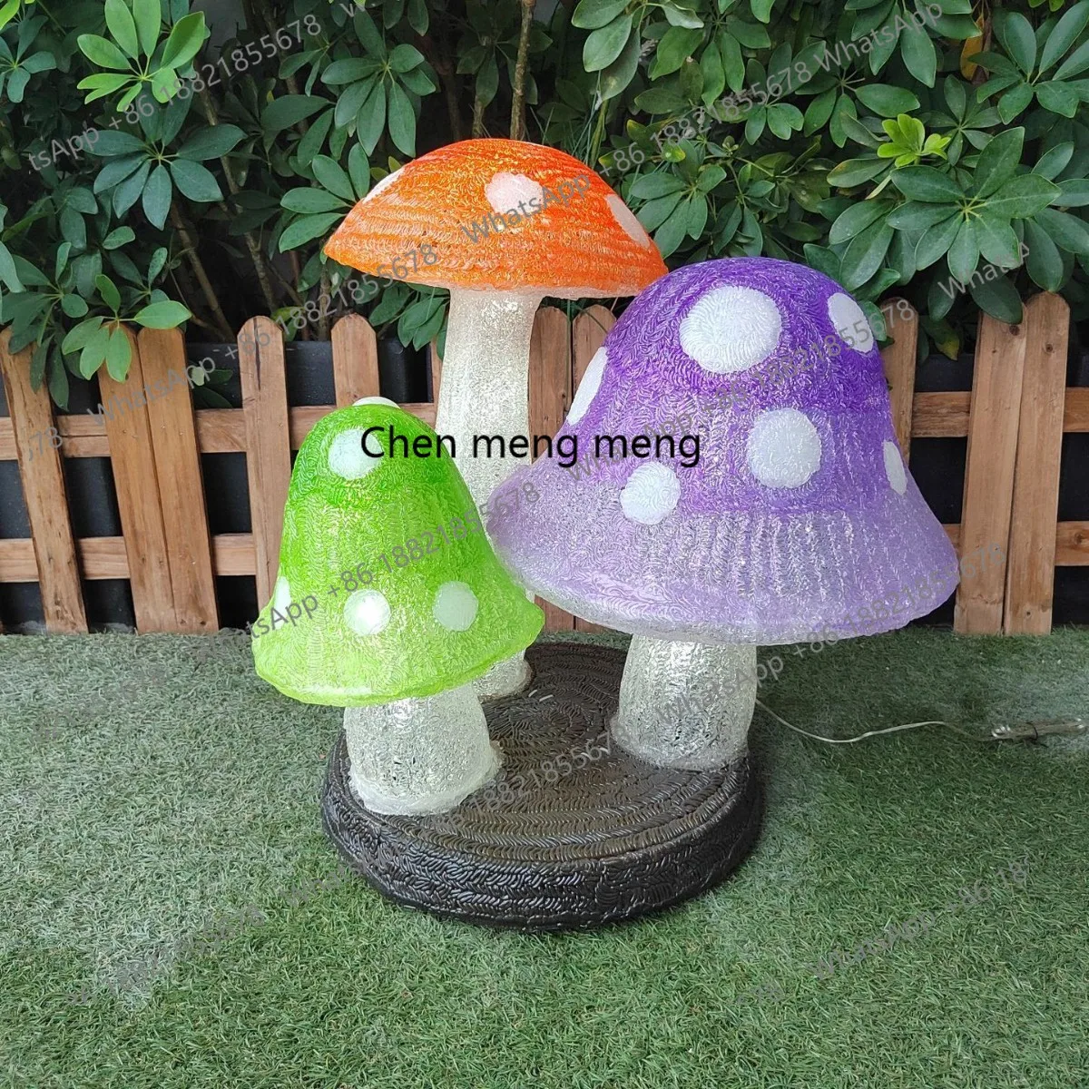 Colorful mushrooms with discoloration, outdoor road camping site home garden ornament