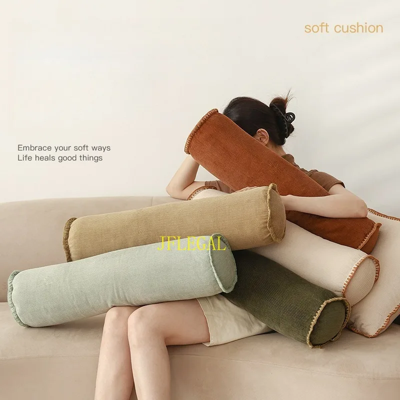 

Cylindrical polyester fiber Sofa Pillow Corduroy Sleeping Side Pillow Bedside Cushion Back Pillow New Ins Wind Simple fashion