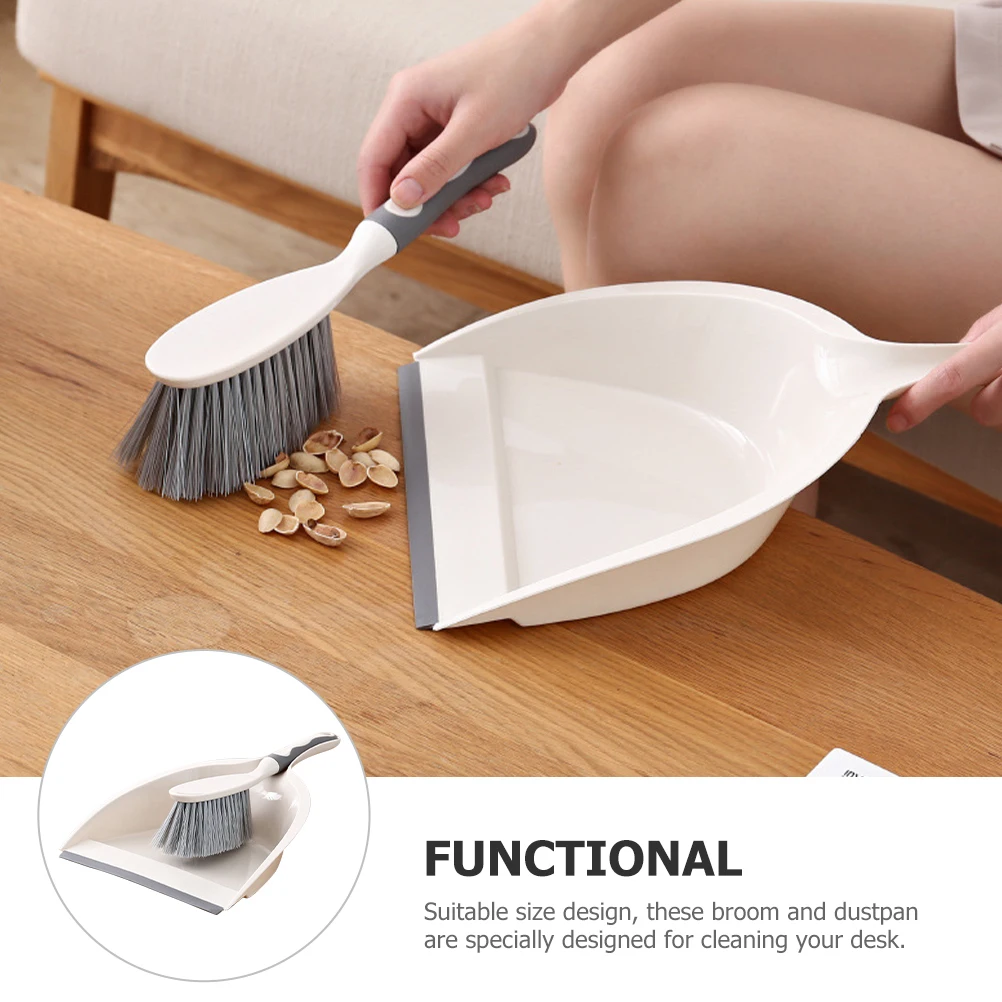 

1 set Desktop Broom Set Mini Dust Pan Portable TPR Material Ergonomic Lightweight Storage Office Cleaning Tool Household Dustpan