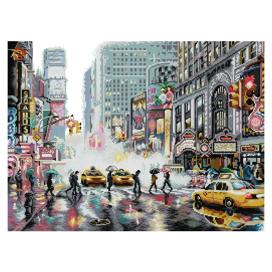 Joy Sunday Cross Stitch Kit New York City Cross Stitch Patterns Embroidery Kit Print Fabric Crosstitch Kit Needlework