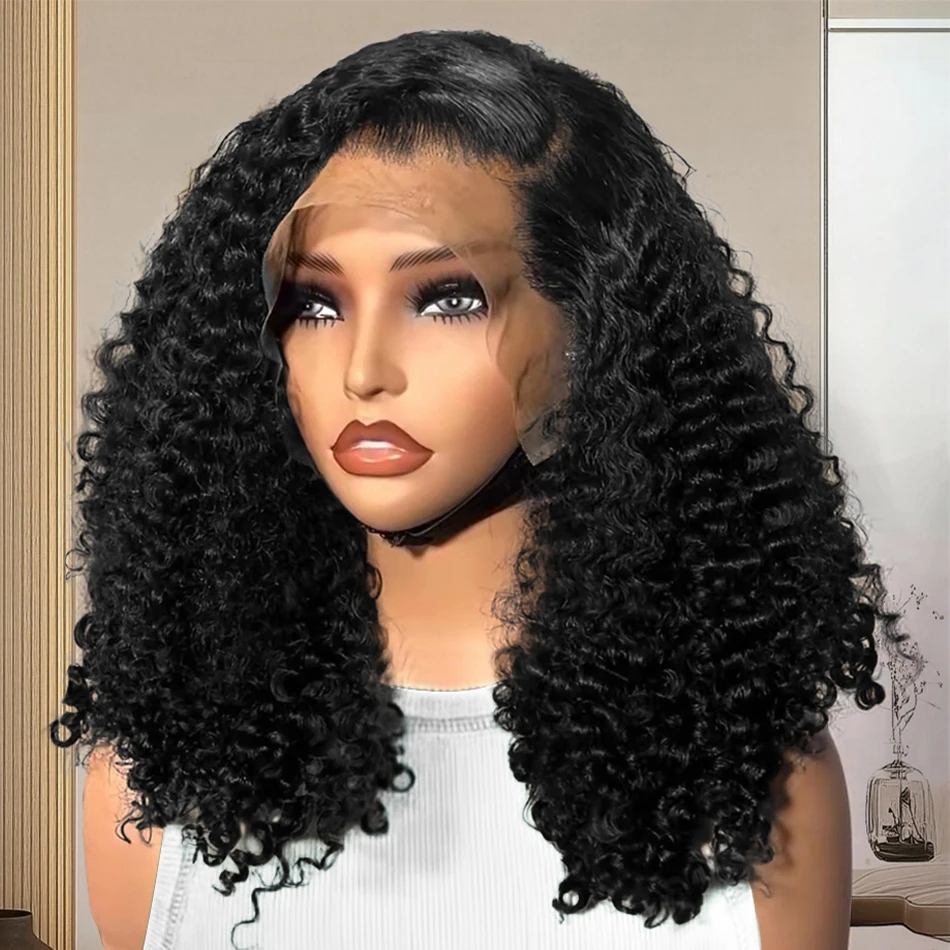 250% Density Short Deep Wave 13x4 Lace Front Wigs Curly Bob Pre Plucked 4x4 Transparent Lace Frontal Wig Brazilian 100% Human Hair 12 14 16 Inch