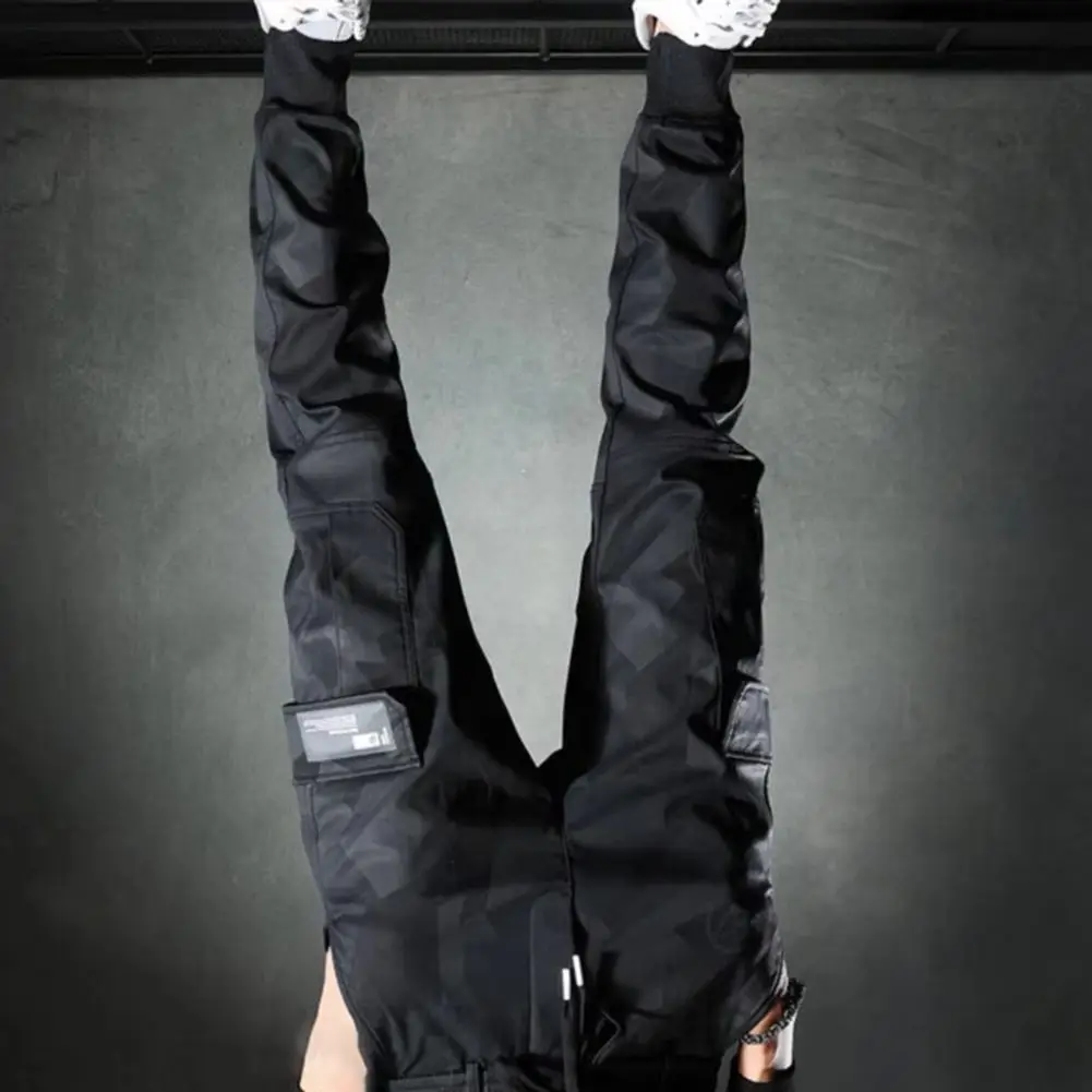 Cargo Pants Camouflage Drawstring Multi Pockets Bottoms Ankle Tied Trousers for Daily Wear Lace-up Ankle Tied Trousers