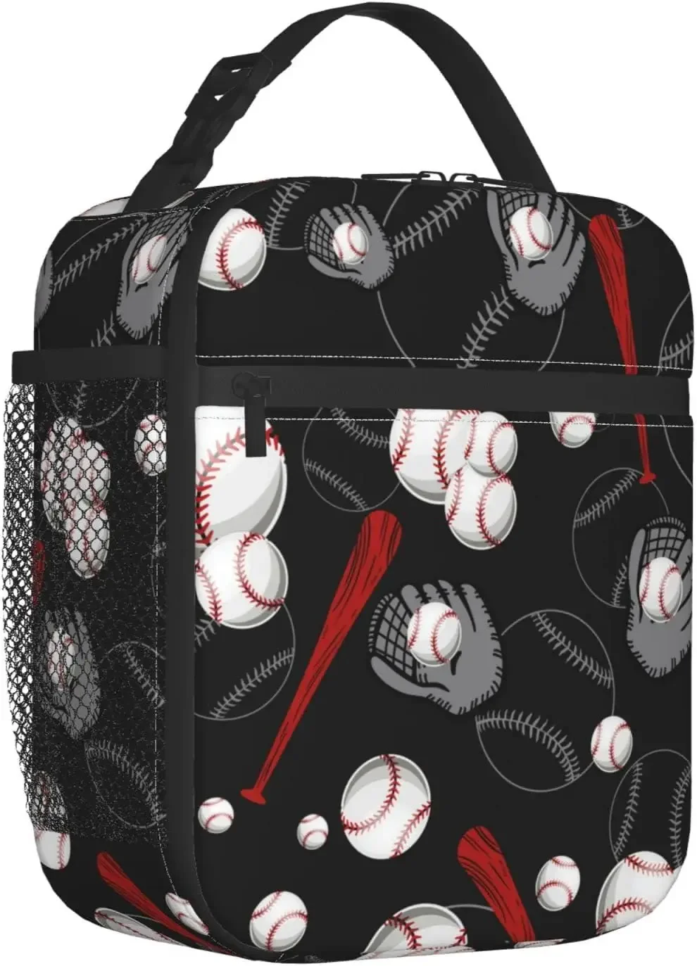 Baseball Lunch Bag for Women Men Kids Leakproof Cooler Tote Bags Reusable Insulated Lunch Box for Office School Picnic Travel