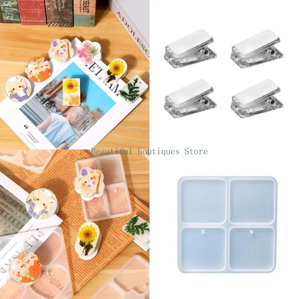 U4LF DIY Hair Pin Casting Mold Pendant Charms Mold Silicone Phone Bracket Holder Mold
