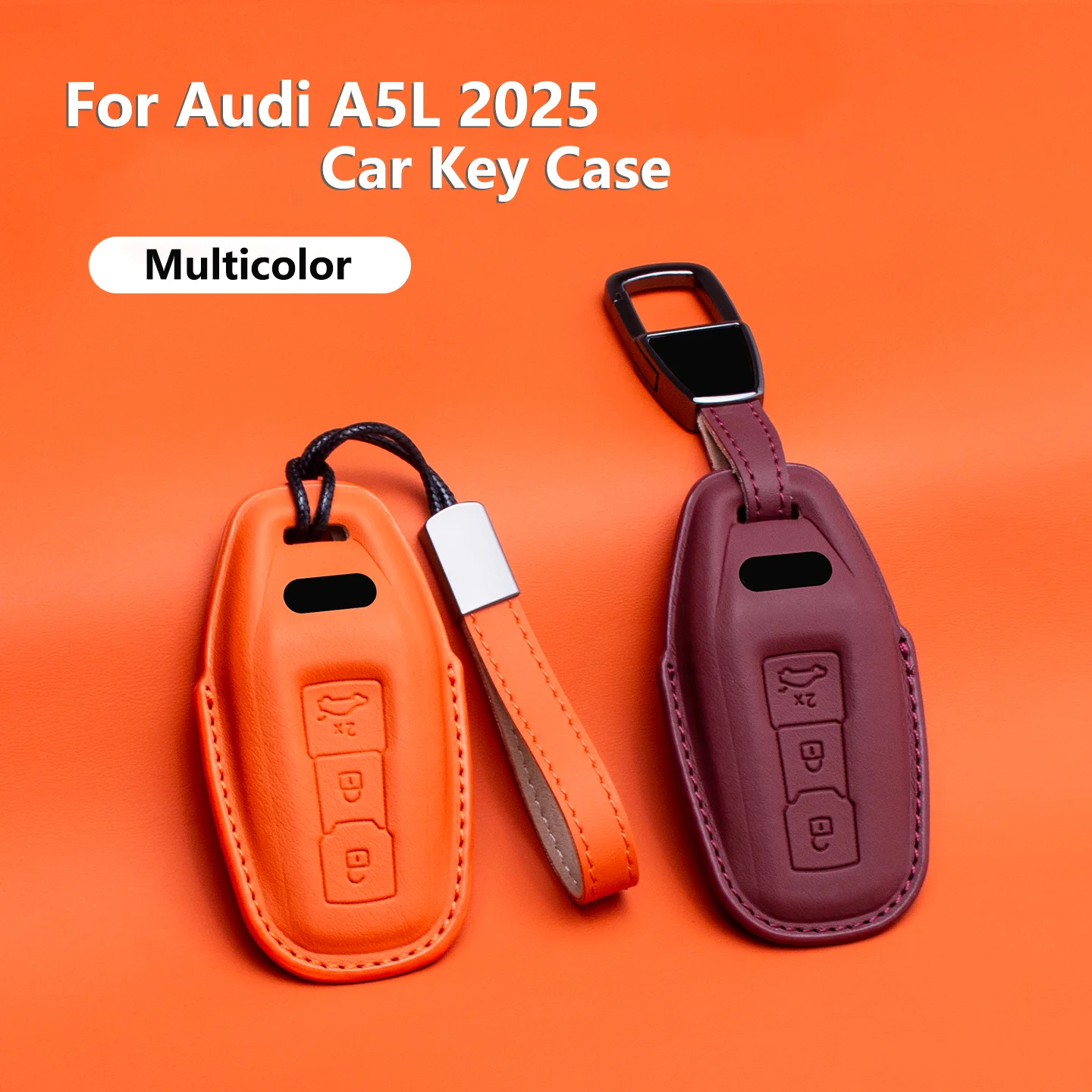 

2025 New for Audi A5L Q6L E-tron Car Key Case Leather for Audi 2025 A5L A6 Letron New Q6L Key Cover Fob Keychain Accessories