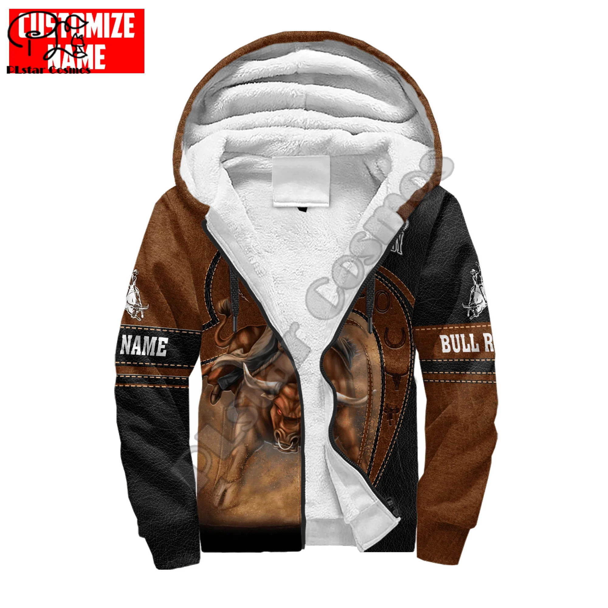 NewFashion Cosplay Bull Riding Cowboy Rodeo Vintage Tattoo Retro 3dprint Unisex Streetwear cappotto invernale giacca in pile con cappuccio A03