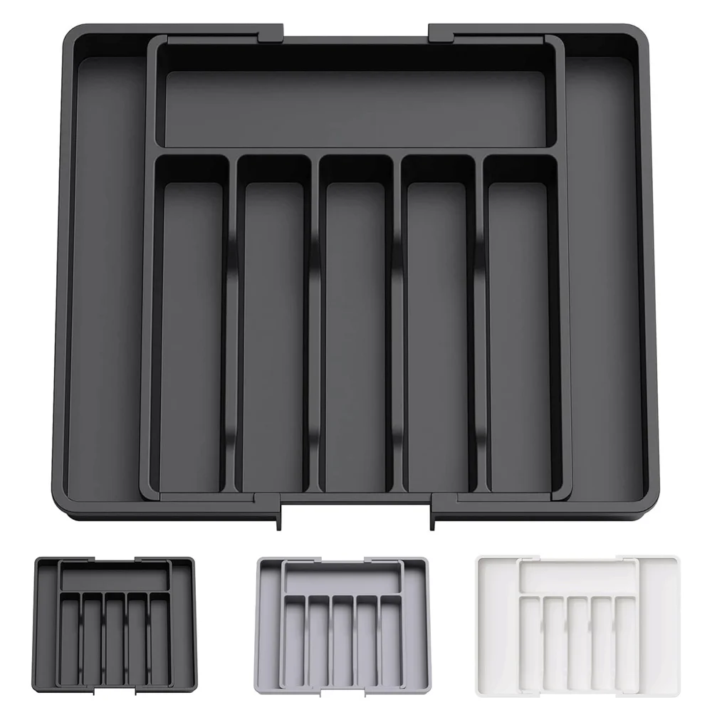 1 Packung Besteckkasten-Organizer, verstellbarer, erweiterbarer Küchenschubladen-Organizer, Aufbewahrungsbox für Gabeln, Löffel, Messer