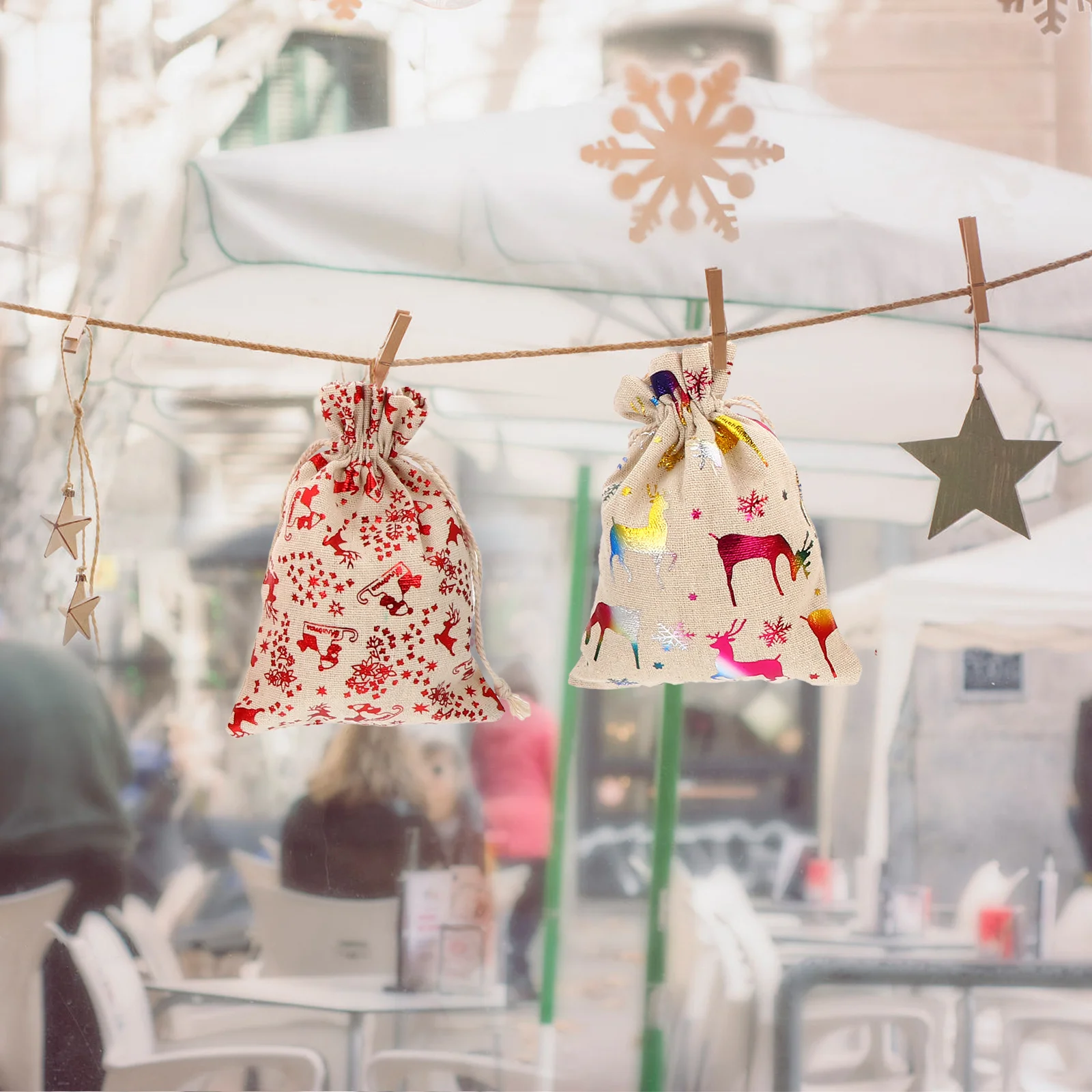 

1Set DIY Christmas Gift Bags Advent Calendar Candy Drawstring Bags Xmas Tree Hanging Gift Wrapping Party Favor