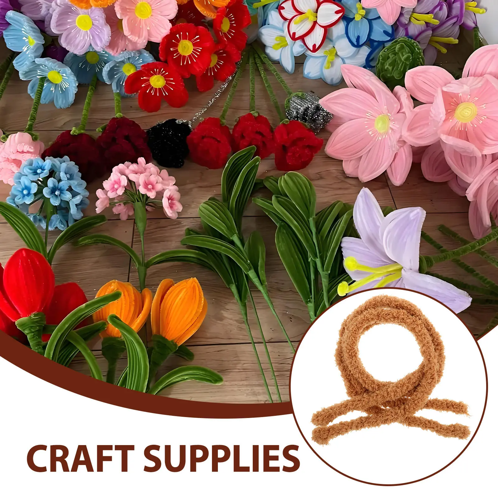 2Pcs Twist Rod Coral Fleece Pipe Cleaners Soft Flexible Stems for DIY Craft Accessories Handmade Decorations Creative Projects
