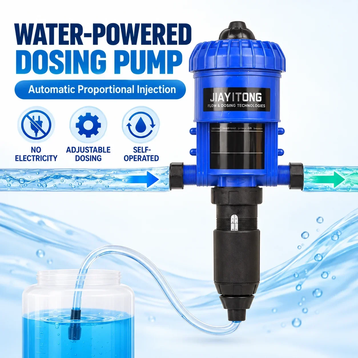 Water Powered Proportional Dosing Pump Automatic Fertilizer Injector Doser for Agricultural Irrigation Livestock and Pig Farms