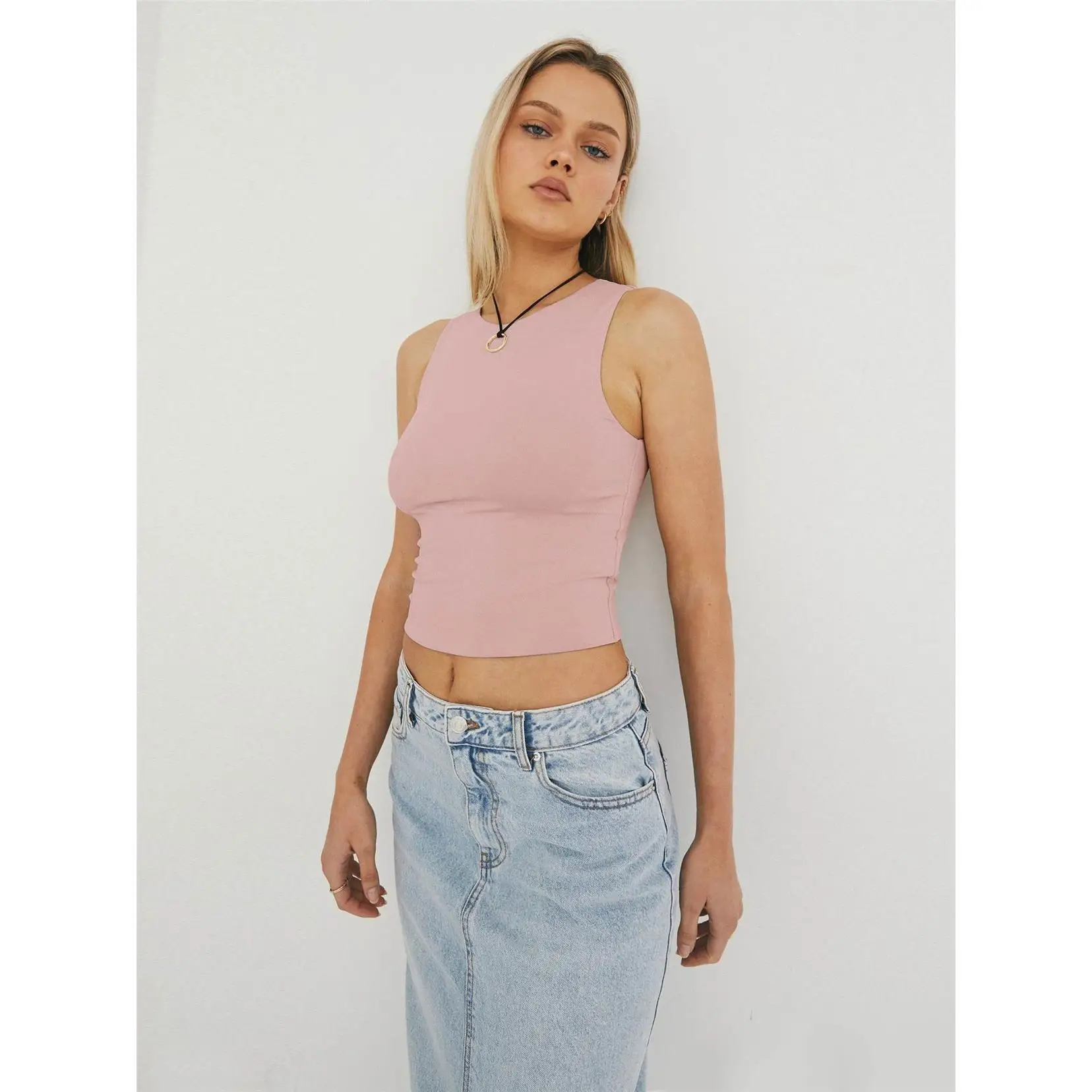 Slim Fit Svel round Ne Work irt Vest Outerwear Women's Faion Versatile  Color ort Length Pullover Top