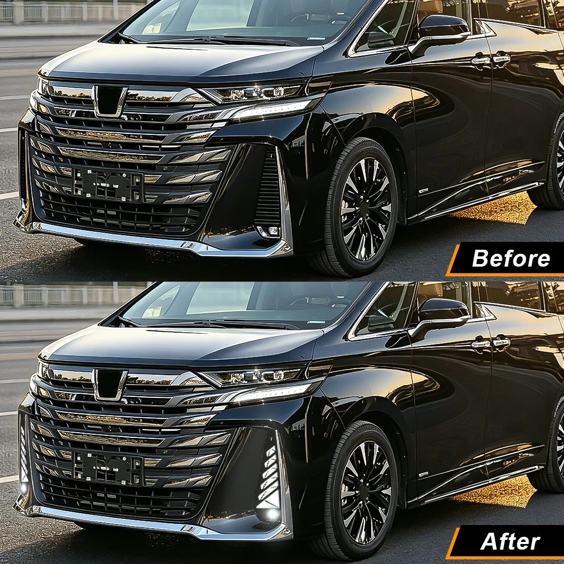 LED DRL Fog Lamp Kit For Toyota Vellfire 40 Series 2024 2025 3 Colors Daytime Running Light Turn Signal with Wiring Harness 12V view 6