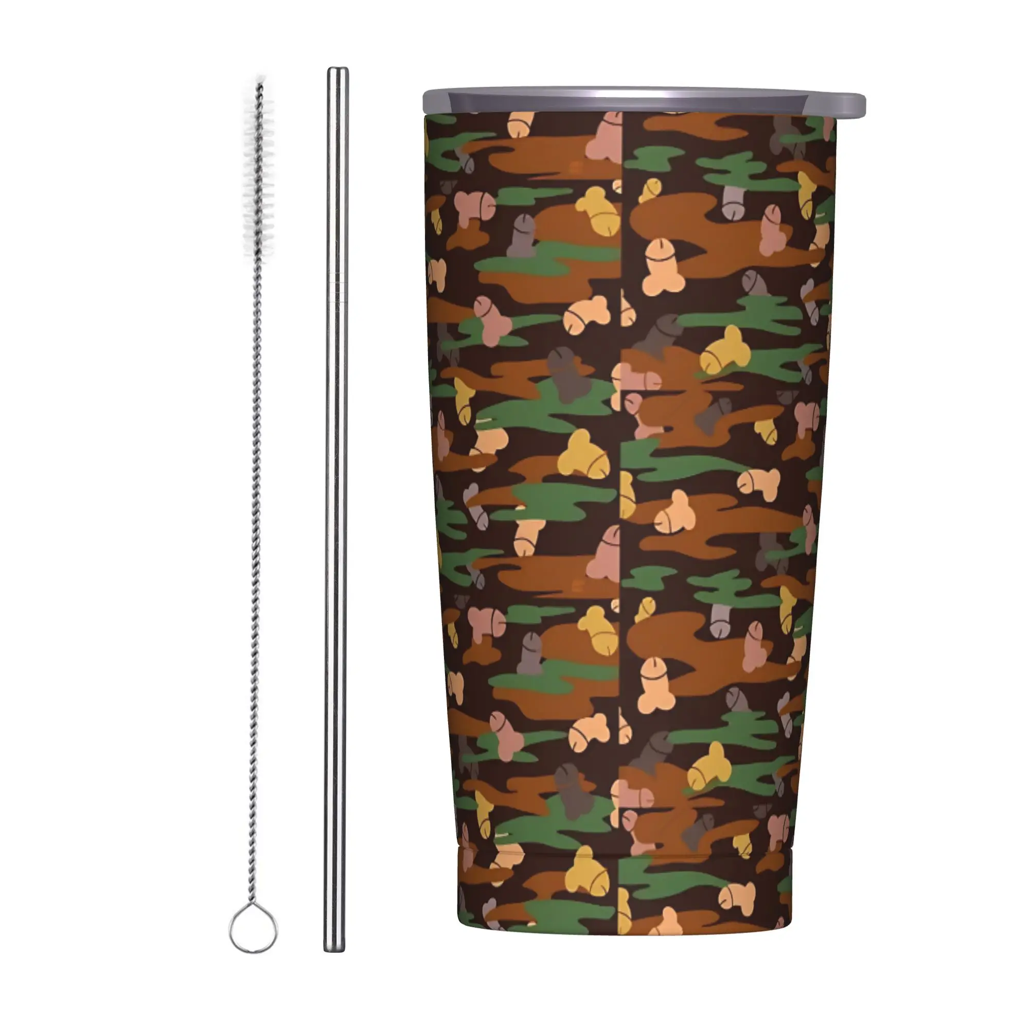 CAMOUFLAGE FUNNY PENIS PATTERN  Tumbler Vacuum Insulated  Coffee Cups Vacuum Flask Office Home Mugs Spill Proof, 20oz