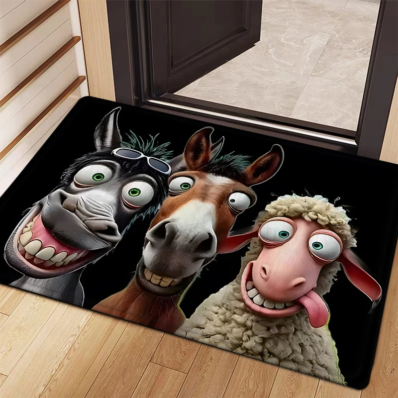 VIKAMA Fun Tapis de porte 3D en forme d'animal de dessin animé, antidérapant, doux, pour entrée, couloir, décoration de la maison
