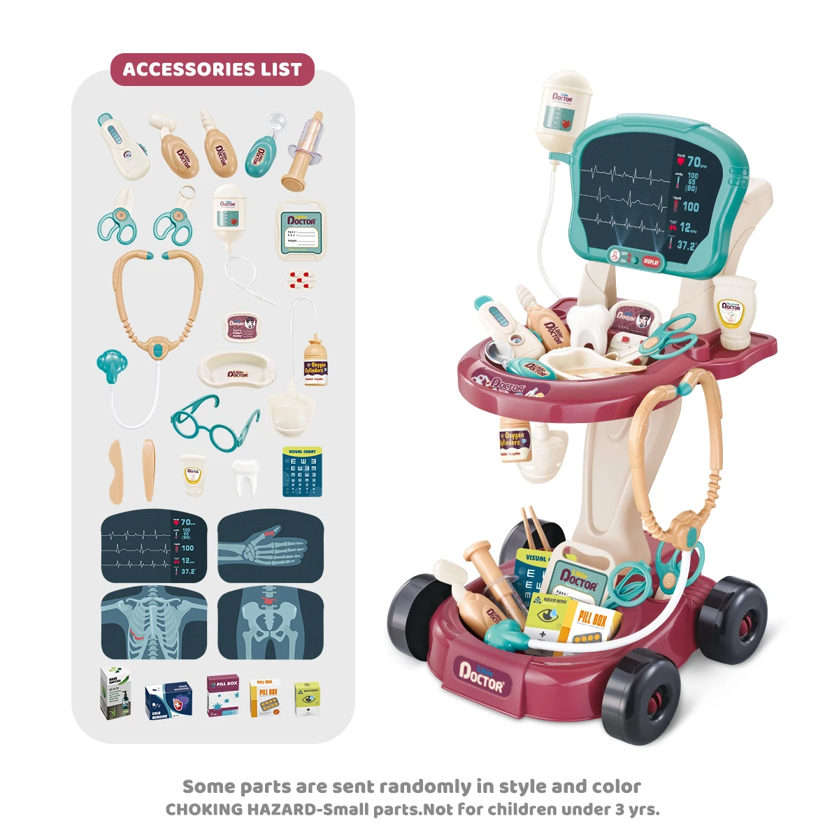 kids-doctor-trolley-playset-abs-medical-cart-toy-with-light-ecg-screen-20-accessories-for-pretend-play