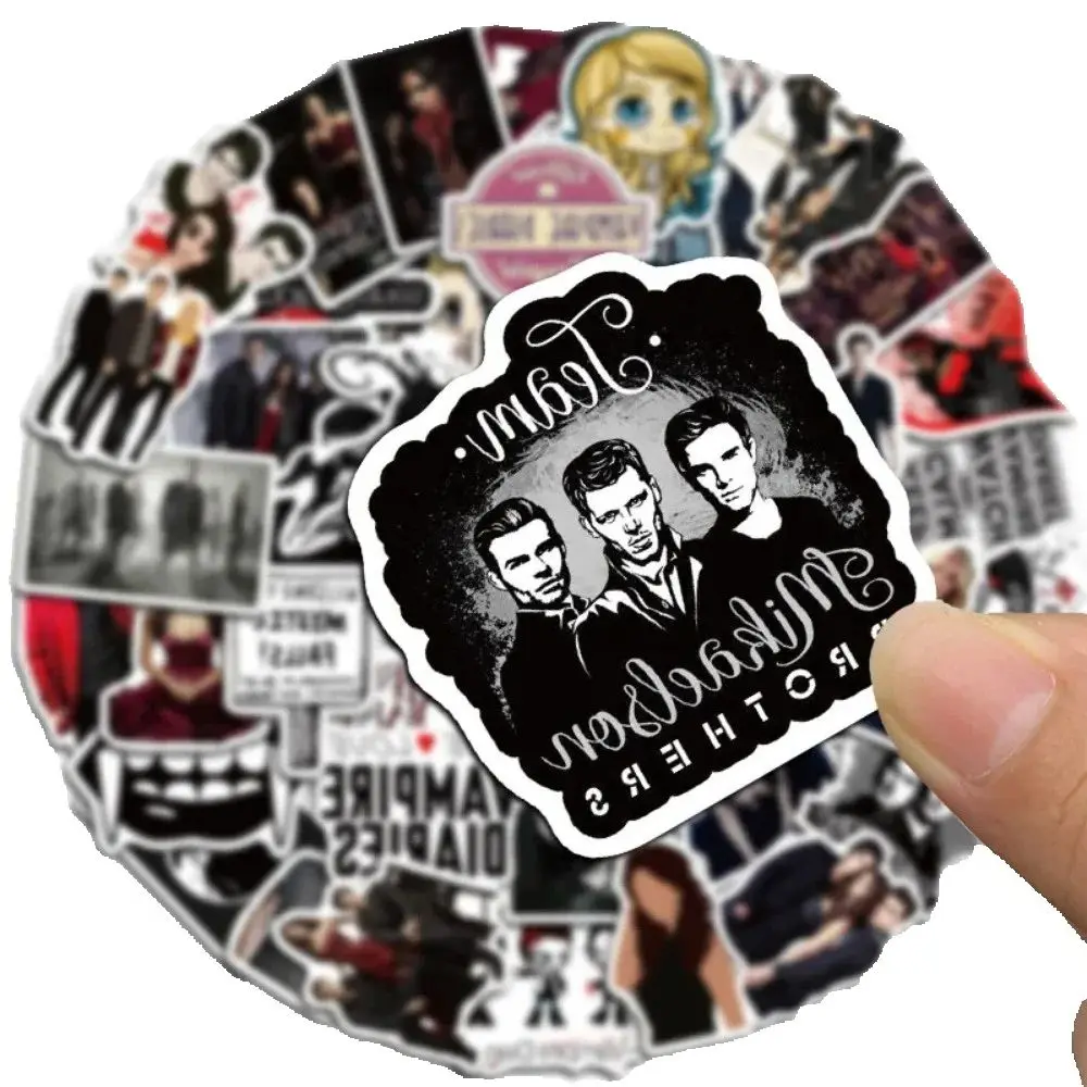 50 قطعة من ملصقات الكمبيوتر المحمول ذات المسلسل التلفزيوني الأمريكي الكلاسيكي لمصاصي الدماء والمذكرات #4