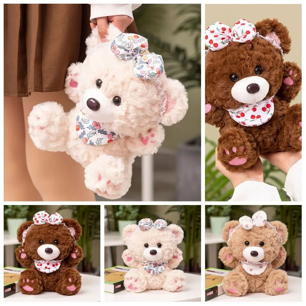 PP Cotton Bowknot Bear Plush Doll Strawberry Cherry Bear Plush Kids Toy Simulation Soft Stuffed Animals Plush Doll