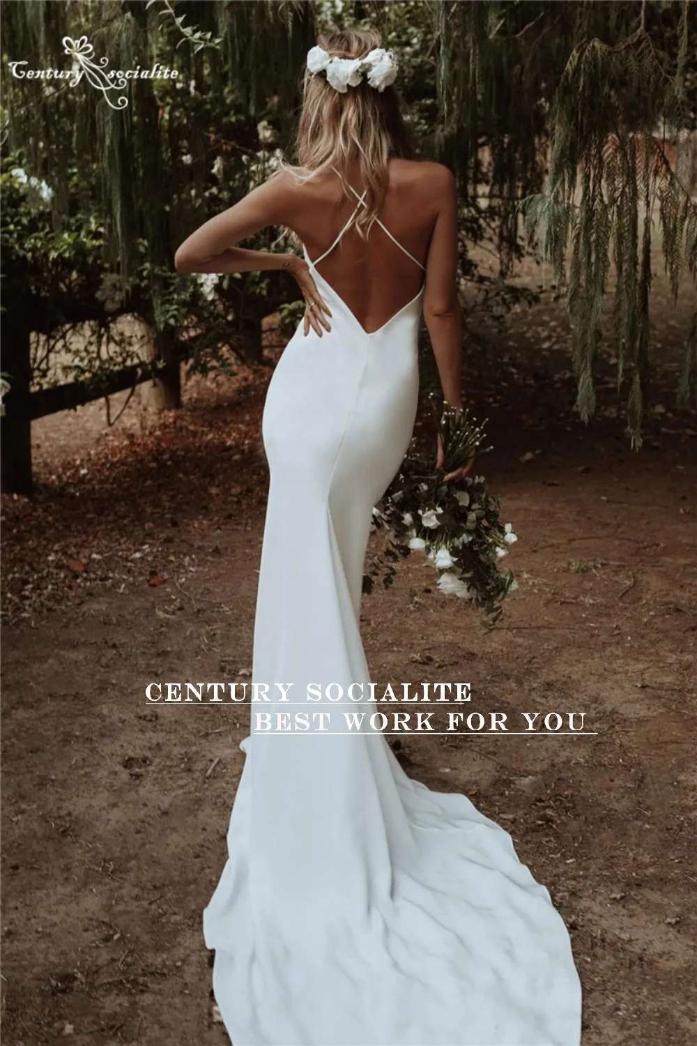 Backless Sexy Wedding Dresses Mermaid 2024 Spaghetti Straps Boho Rustic Bride Dress Civil Bridal Gowns Beach Customized