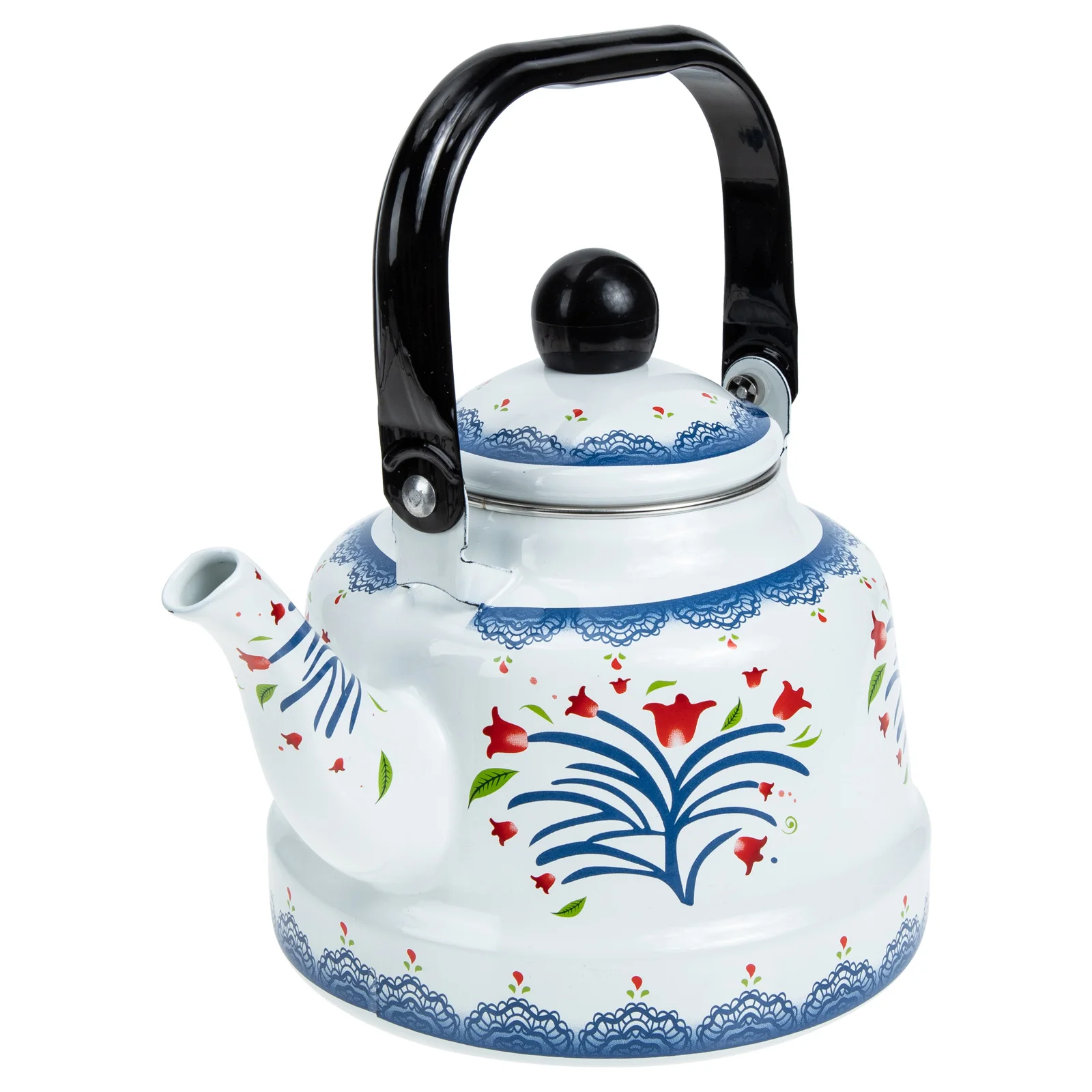 

Thickened Enamel Pot Tea Kettle Teapot Stovetop White Office Large Caliber Mouth Comfortable Handle Food Grade Safe Artistic