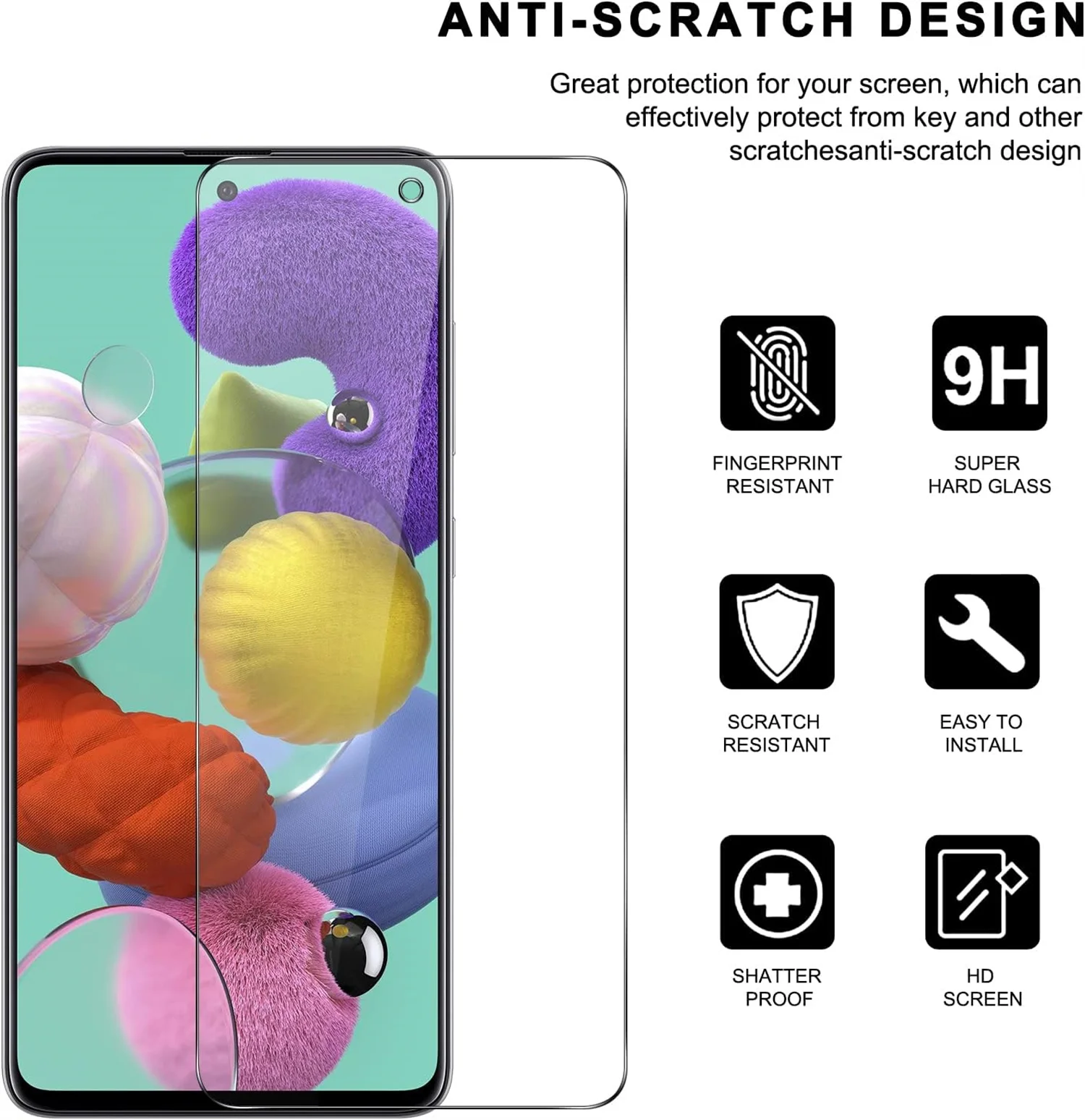 1/4 piece for Samsung Galaxy A51 4G-5G tempered glass high-definition anti drop function intelligent screen protector glass film