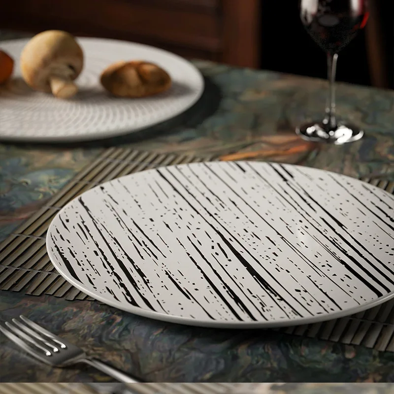 Elegant Steak Plate with Embossed Texture for Western Restaurant Hotel Tableware
