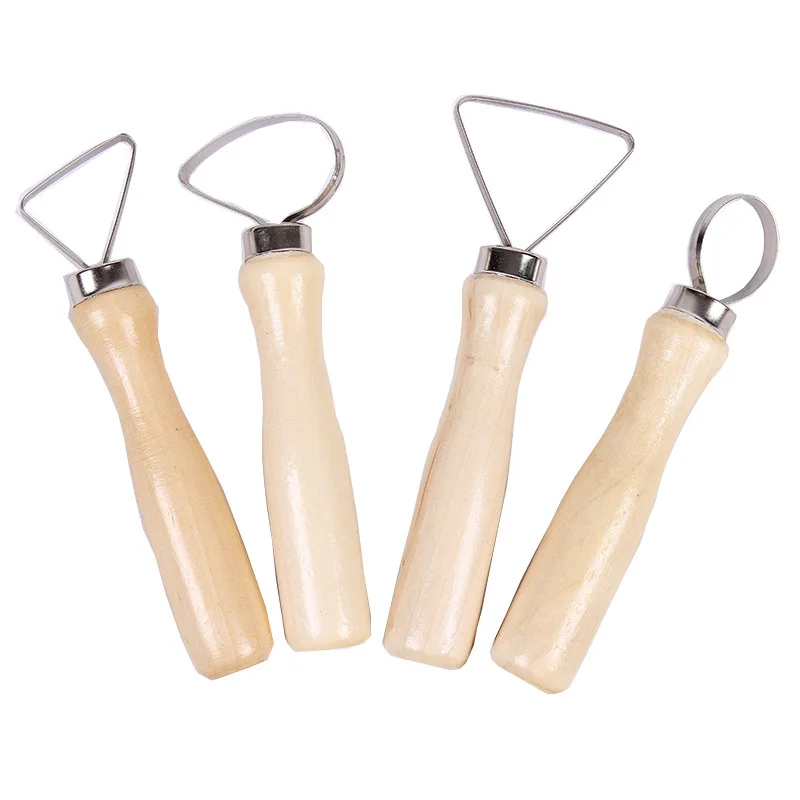 10Pcs Pottery Tools Carving Ceramics Clay Sculpture Tool with Stainless Steel Flat Wire DIY Craft Handmade Sculpting Supplies