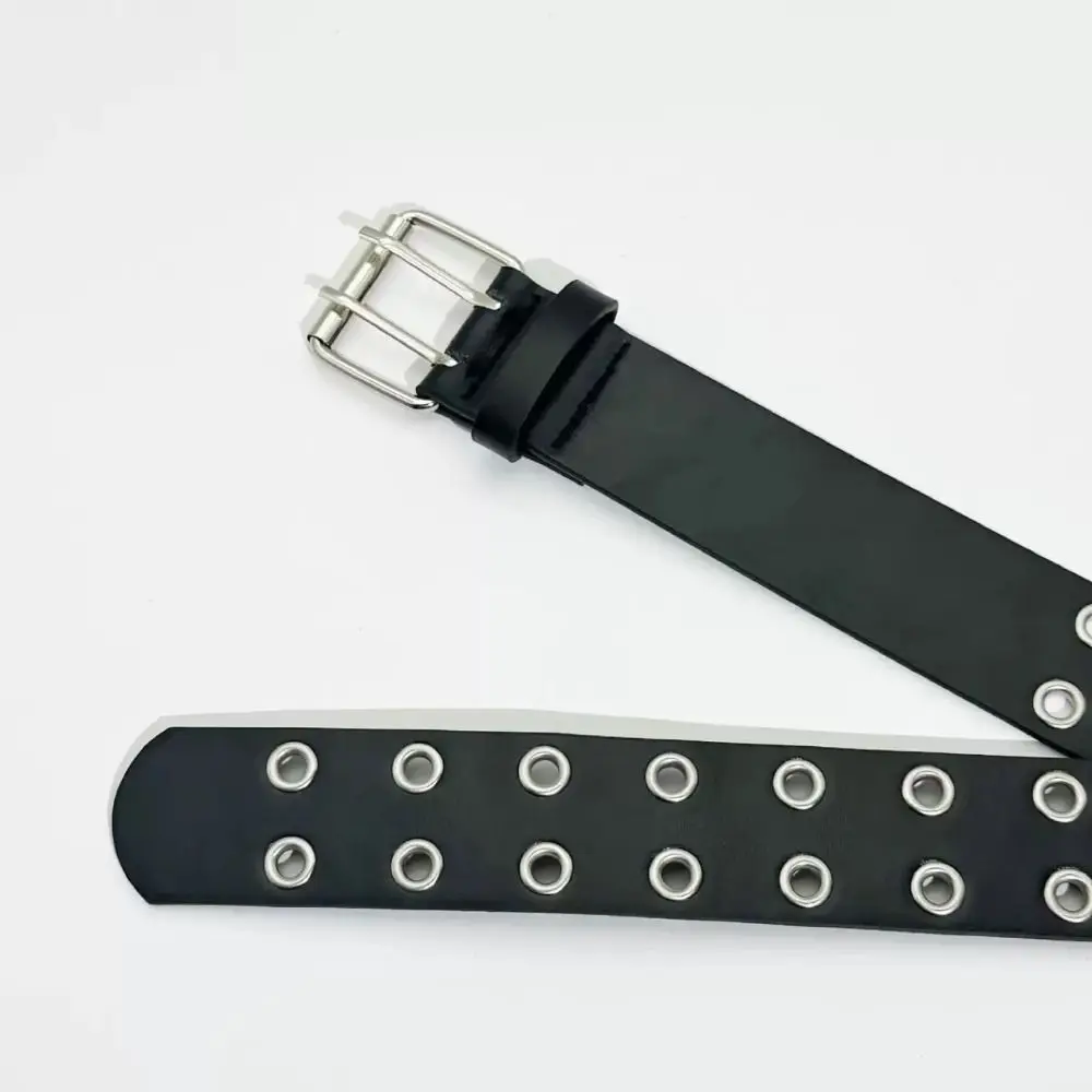 

Панк-ремень с двойным рядом отверстий, металлической пряжкой, в стиле Y2K, из искусственной кожи, с звездами, широкий, универсальный, для хип-хопа