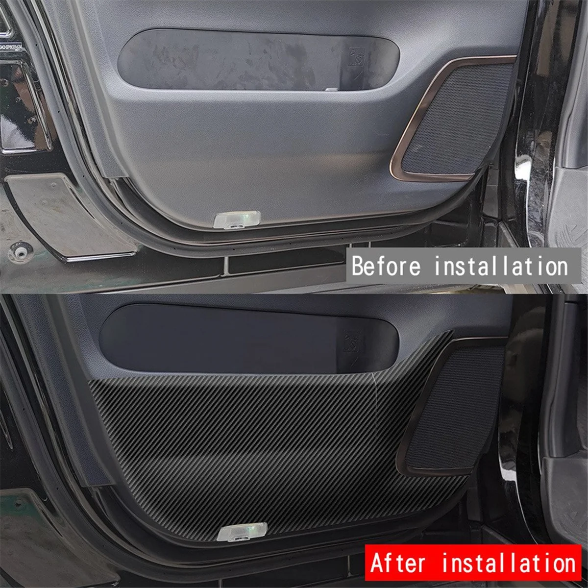 لينة من ألياف الكربون سيارة الباب الأمامي مكافحة ركلة غطاء لوحة ، ملصقا الديكور ، اكسسوارات السيارات ، تويوتا ألفار 40 سلسلة