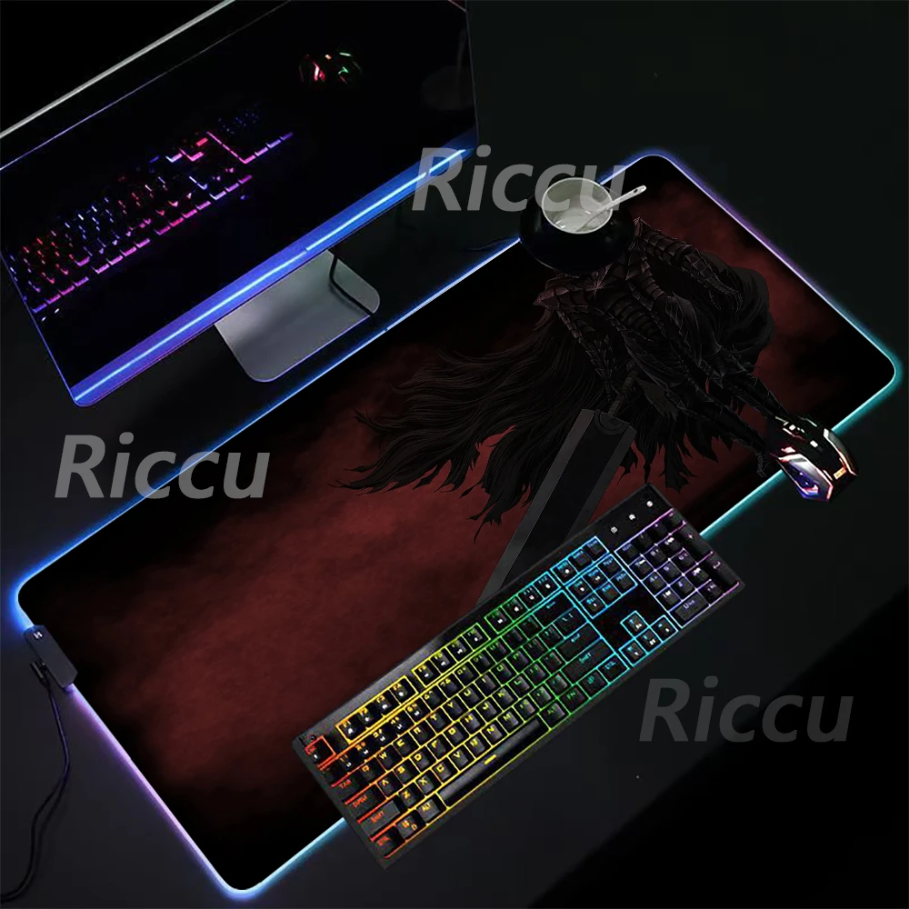 Berserk Guts comic PC electronic sports High definition prining RGB Mouse Pad Desktop games XXL Large game accessories mouse pad