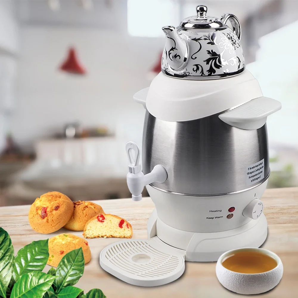 White Ceramic Enamel Electric Samovar Kettle Tea Maker with Thermostat