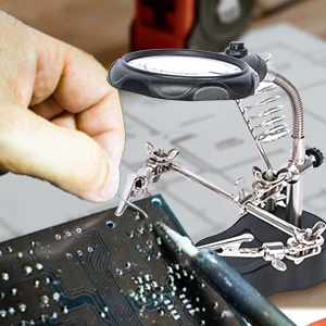 3.5X12X Helping Hands Soldering Station with LED Light & Alligator Clips Magnifier Stand for Welding