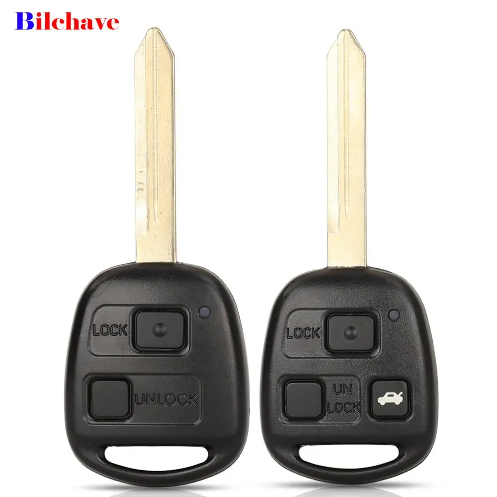 

jingyuqin 2/3 Buttons Remote Car Key Shell Case FOB For Toyota Yaris Prado Tarago Camry Corolla With TOY47 Blade Replacement