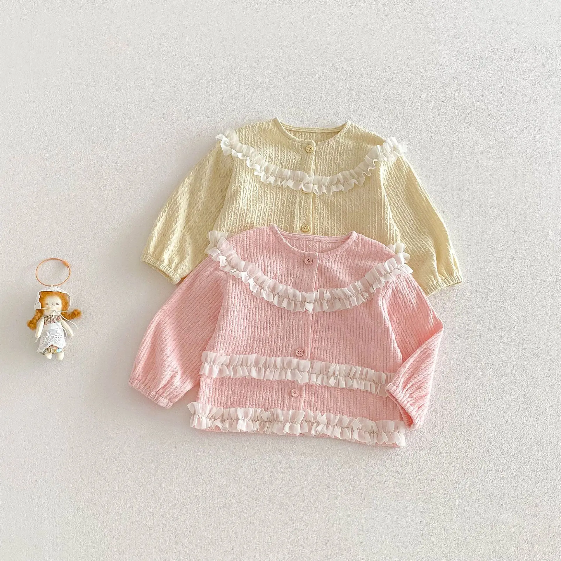 Immagine 4: Giacca in pizzo da ragazza 2026 Nuova primavera Design per bambini Senso Moda primaverile Trendy Baby Western Versione coreana Top a maniche lunghe
